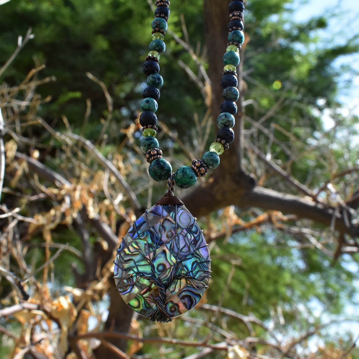 abalone tree of life necklace