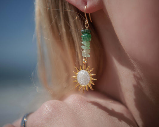 aventurine sun earrings