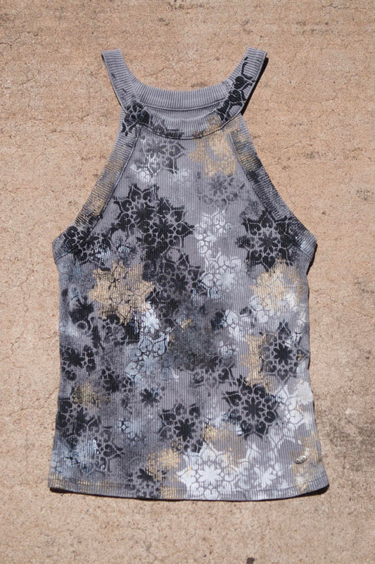 glitter flower collage tank