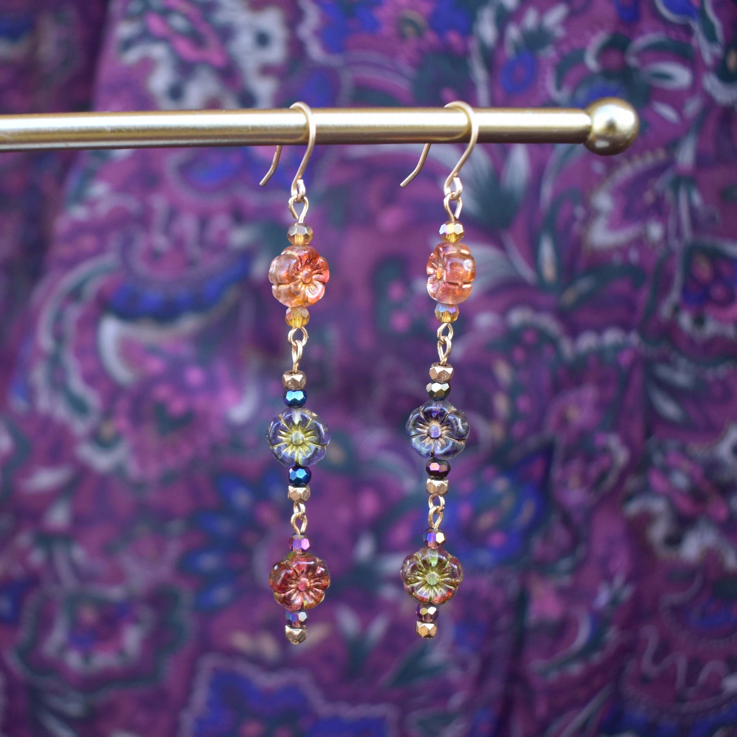 iridescent flower earrings