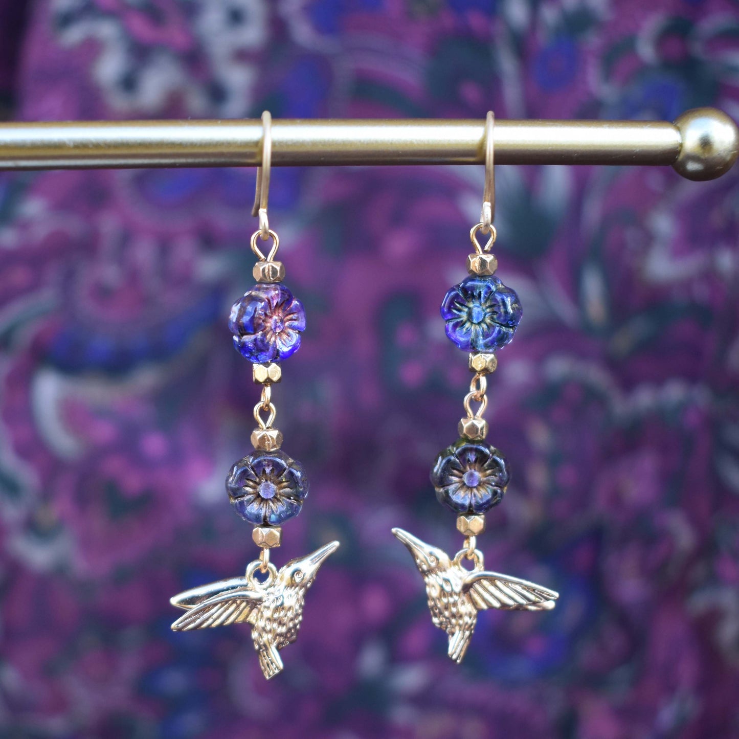 purple pollinator earrings