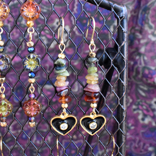 rainbow heart earrings