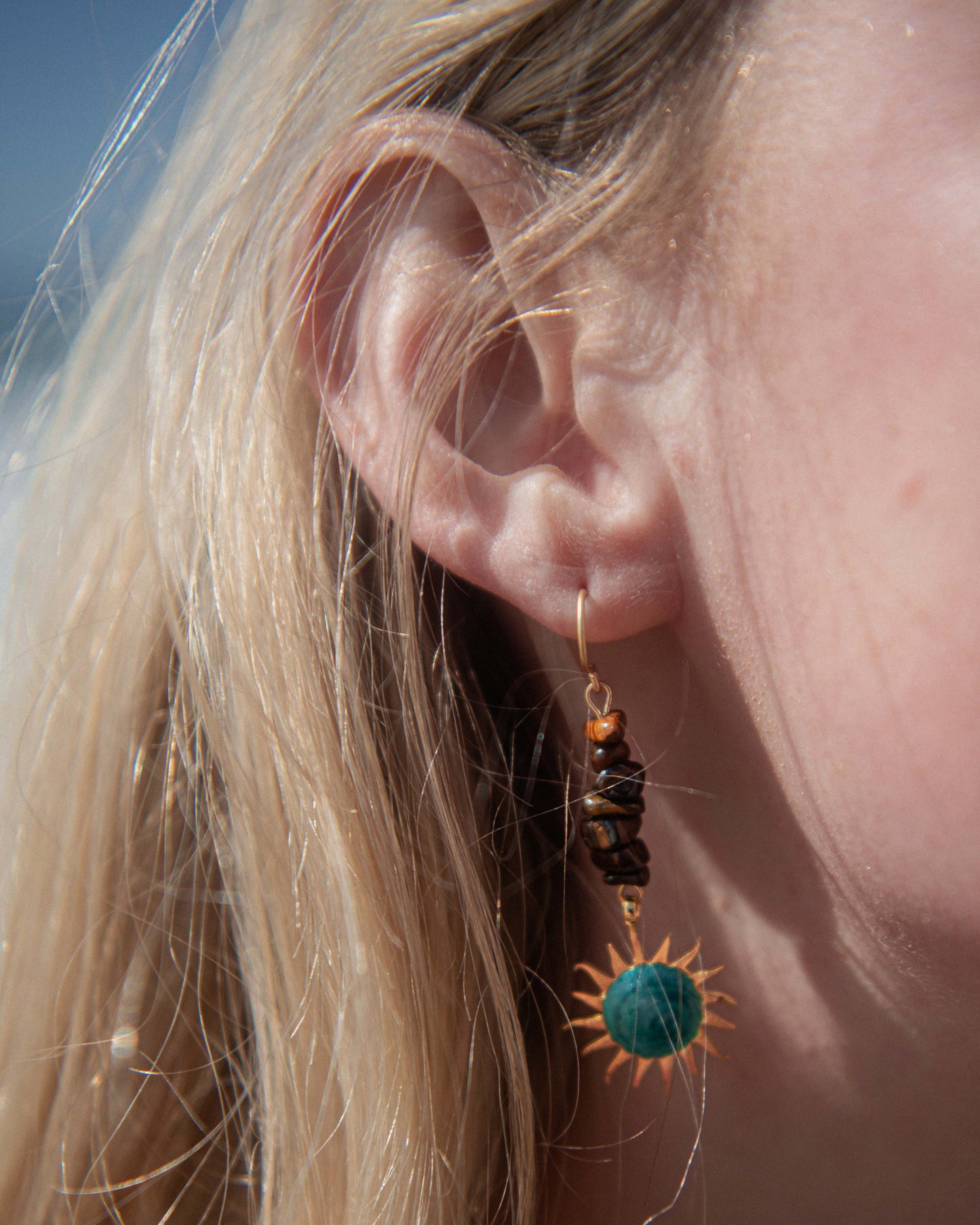 tiger's eye sun earrings