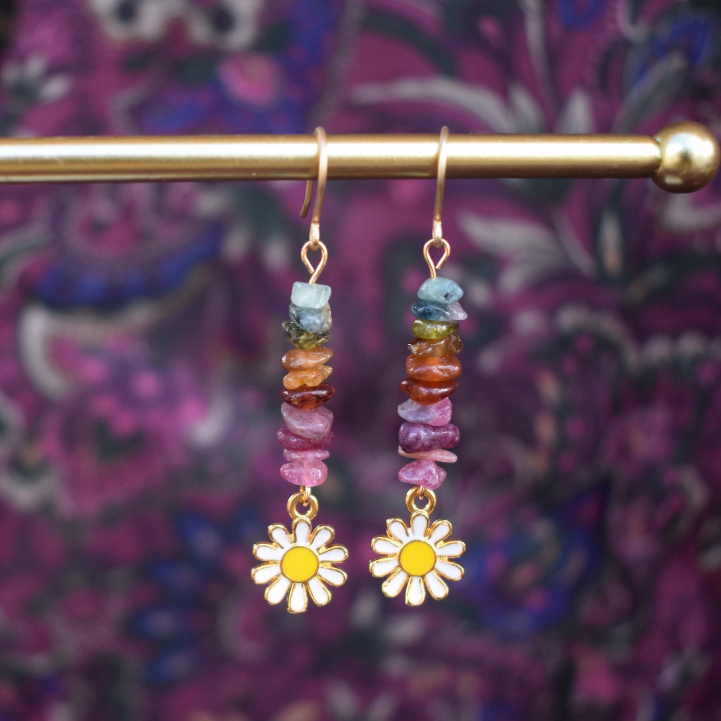 rainbow daisy earrings