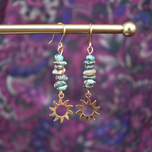 turquoise sun earrings